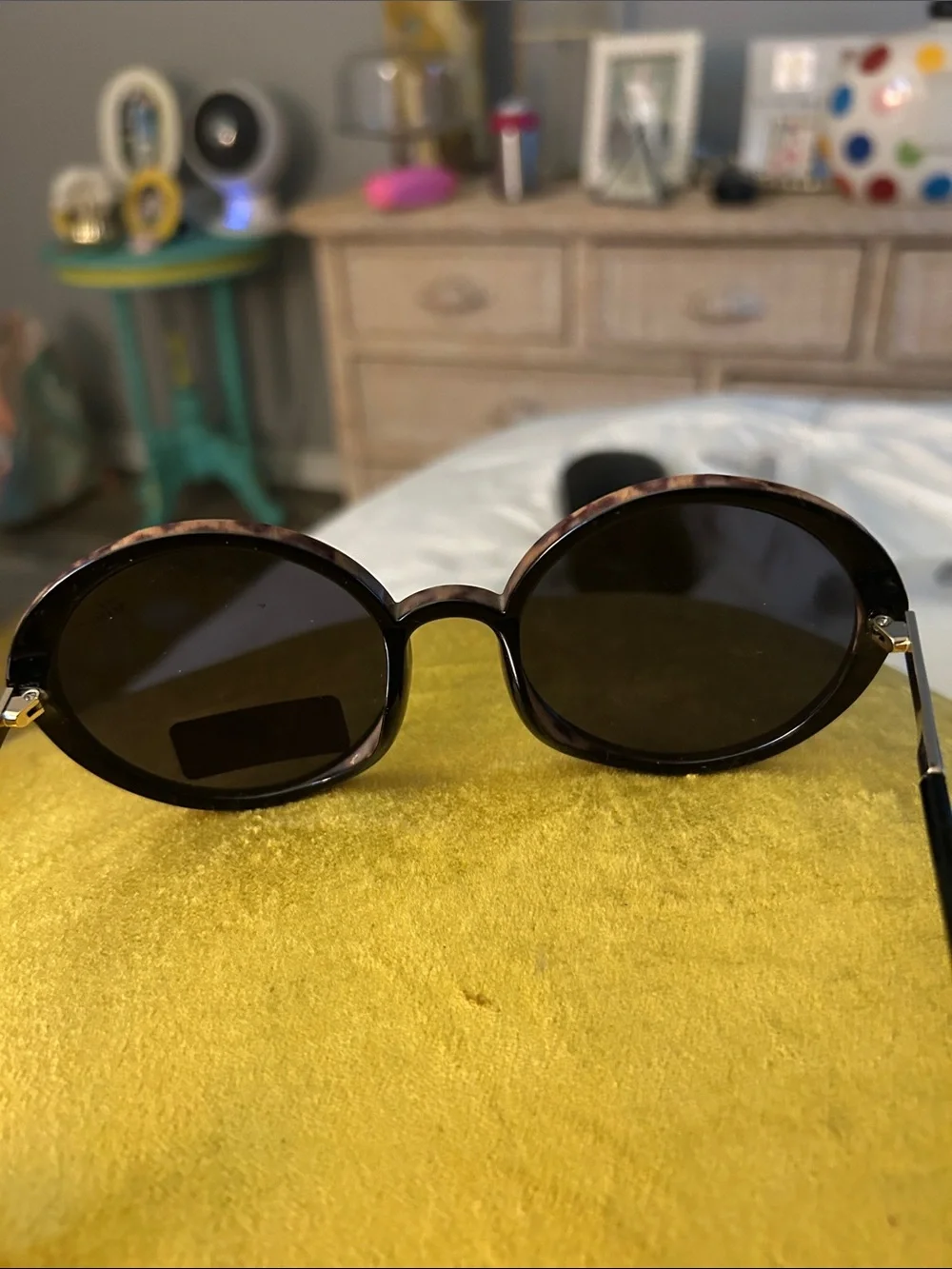 Betsey Johnson Tortoiseshell Round Sunglasses - Brown/Black Lenses